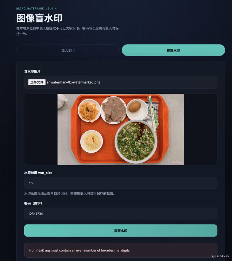水印错误无法提取水印